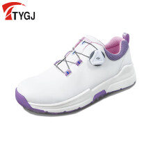 TTYGJ高尔夫球鞋女士运动鞋旋钮扣鞋带柔软舒适防滑户外休闲白紫色女鞋 白紫 34