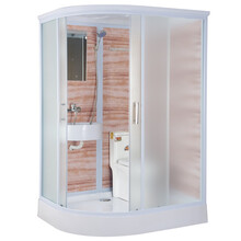 整体淋浴房集成式一体式卫浴洗澡间厕所带马桶脸盆龙头淋浴花洒酒店宾馆宿舍家用扇弧形整体卫生间斯美牧德 1.4*1.1扇形右款带马桶