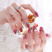 穿戴美甲甲片成品贴片长款短款假指甲盖壳手学生新娘指甲贴可拆卸 C24豆沙带钻【30片装】 24颗胶+酒精棉+卸甲棒+胶水+磨棒