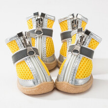 小狗狗鞋子宠物泰迪比熊软底鞋小型犬幼犬防掉透气鞋一套4只春夏 夏日柠檬*春夏透气 1#