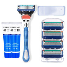 爵士狼五层手动剃须刀 锋速5五层剃须刀片 刮胡刀头男士刮胡刀超值套装 锋隐经典 五层：1刀架+4刀片+收纳盒+2剃须膏