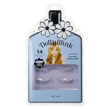 日本原装 蔻吉KOJI   DOLLY WINK 自然仿真透明梗上睫毛假睫毛 14号 NaturalCute