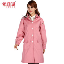 银珊瑚 机房双层防护工装 带帽防辐射大褂SHD003 金属纤维+银纤维面料防辐射工作服 粉红色 女款 M