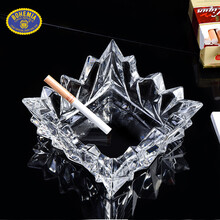 捷克进口水晶玻璃雪茄客厅北欧风格办公室家居饰品摆件茶几烟灰缸客厅 冰花烟灰缸