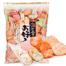 超市	日本原装进口 池田屋海鲜味什锦小吃仙贝 网红膨化零食海鲜煎饼米饼米果 鱿鱼鲜虾大虾片 薯片 海鲜虾片120g