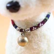 狗狗铃铛宠物猫项圈狗铃铛泰迪比熊饰品项链小型犬领结猫咪狗用品狗狗脖子上的领结 黑色名族风铜铃 S-小型