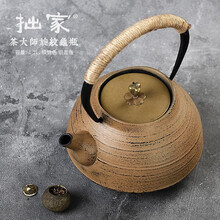 茶大师青龙堂铸铁壶 泡茶壶生铁壶煮茶壶铁茶壶日本南部铸铁壶 铁锈色手戳龟瓶（铜盖）