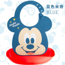 迪士尼（Disney）米奇儿童饭兜防脏防水硅胶围嘴婴儿口水围软宝宝吃饭围兜 DM2404米奇围兜