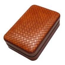 LUBINSKI鲁宾斯基 雪茄盒便携 皮质雪松木质保湿旅行套装带剪刀打火机 棕色C