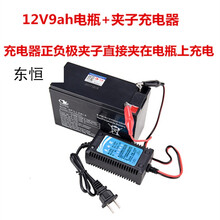 适用于适用于喷雾器电瓶12v农用大容量锂电池12伏照明灯音响门禁12v12ah蓄电池 铅酸12V9AH电瓶 +夹子充电器 送免焊锡线