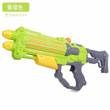 儿童滋水枪玩具抽拉式呲水枪超大号容量背包水枪玩具高气压电动水枪男女孩户外打水仗沙滩戏水玩具 双喷头绿灰色水枪【大号40cm】
