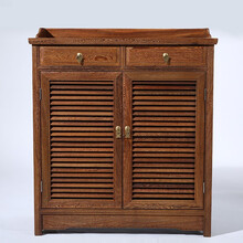 梨言 红木家具非洲鸡翅木（学名：非洲崖豆木）鞋柜 实木中式置物柜古典透气鞋架 90*38*103/97