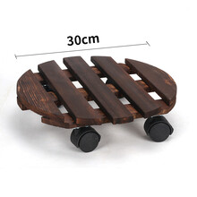 德沃多 移动托盘滚轮花盆底座 木质万向轮移动花托 圆形长方形花盆托盘滑轮托盘 实木材质 耐用带锁扣 圆形（直径30cm）