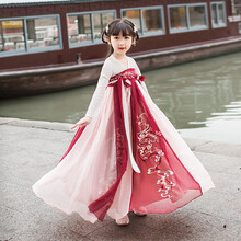 汉服女童装齐胸襦裙重工华丽连衣裙夏装12岁超仙古装表演服 儿童小龙女 160