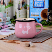 乐享 水杯马克杯茶杯咖啡杯男女情侣陶瓷杯动物卡通创意可爱【杯身图案随机发】 粉红色