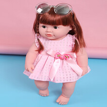 洋娃娃仿真会说话唱歌的毛绒布娃娃全软胶洗澡娃娃儿童玩具男女孩早教公仔玩偶公主生日礼物 长发女粉格连裙50CM+248声+送衣服