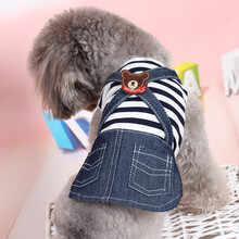 【第2件半介】爵氏狗狗裙子衣服公主裙春夏装裙装宠物泰迪比熊雪纳瑞法斗服装服饰 深蓝色 L(胸围45建议9斤左右的穿