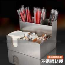 咖啡奶茶店用品 一次性纸杯架取分杯器吧台杯盖糖包吸管收纳架商用 不锈钢直六格综合