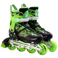 美洲狮（COUGAR）溜冰鞋成人轮滑鞋儿童套装初学可调码男女直排休闲旱冰鞋835 黑绿鞋 L码37-41