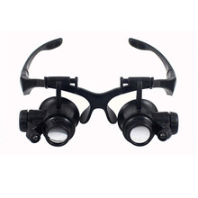 OUJIN 头戴眼镜式放大镜双眼带灯珠宝放大镜古玩钟表维修放大镜送4套镜片25倍高倍放大镜 096