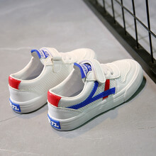 回力童鞋儿童帆布鞋2710春学生板鞋中大童休闲鞋女童魔术贴男童鞋 18-558白蓝 27码/185内长约18CM