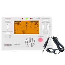 KORG 科音TM60电子调音器节拍器二合一多功能校音器电子打拍器吉他提琴管乐通用调音表配送拾音夹 TM-60白色+国产拾音夹