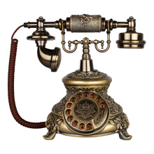 金顺迪好运来 仿古电话机欧式复古家用电话机固定坐机无线插卡电信移动联通手机卡 古铜色旋转(接电话线)
