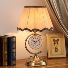 梵帝莱 欧式钟表装饰台灯卧室床头灯家用温馨时尚浪漫创意复古LED台灯 A款 调光开关+5WLED灯泡