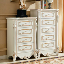 梦美斯宣 斗柜 欧式实木框架五斗柜法式精致雕花珍珠白客厅储物斗柜 5504 4斗柜