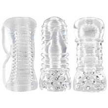 取悦 男用自慰器透明贯通飞机杯 男性敏感按摩自慰杯 便携式飞机杯 成人情趣性用品 三级到五级组合