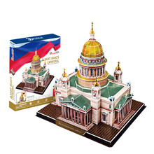 乐立方3D立体拼图积木拼插拼装玩具巴黎圣母院埃菲尔铁塔世界仿真建筑模型益智拼图 伊萨基辅大教堂MC122