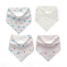 小布头儿 婴儿口水巾 婴儿三角巾童宝宝新生儿暗扣围嘴 纯棉四条装