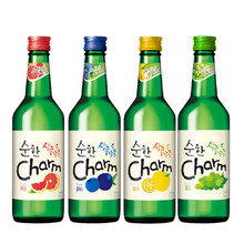韩国进口超水烧酒清酒水果味烧酒超水蒸馏酒配制酒 四种口味各一瓶 360ml*4瓶