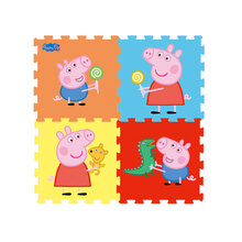 小猪佩奇玩具拼图泡沫地垫 双面儿童泡沫卡通爬行垫 加厚加大拼接 社会人拼接垫棒棒糖4片 红色