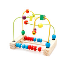 手工串珠绕珠百宝箱玩具 木制小中大绕珠串串珠儿童宝宝早教益智玩具百宝箱 中号算珠绕珠