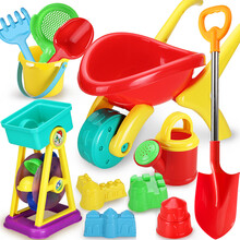 活石 儿童沙滩玩具套装宝宝夏季洗澡戏水决明子铲雪玩具玩沙子挖沙漏铲子工具六一儿童节礼物 亲子沙漏推车款12件套