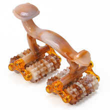 雅轩斋 月球车滚轮按摩器脚底头背部颈椎小腿部手动五行经络刷按摩刷 巧克力如意按摩器