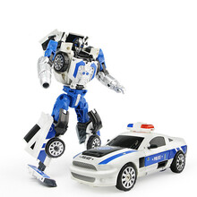RONGDA 合金变形城市保卫者五合一机器人 仿真警车玩具车模型 合体机械变形男孩玩具礼物套装礼盒 警车 风速闪电