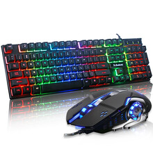 蝰蛇游戏背光发光机械手感键盘鼠标耳机套装lol吃鸡悬浮家用有线办公网吧外设电脑笔记本USB外接键鼠 【键鼠套装】K4黑色+雷将X9黑银色鼠标