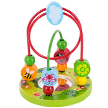 福孩儿木质宝宝绕珠大颗粒串珠积木益智玩具3周岁半儿童1小男孩2女孩子4小孩早教开发启蒙益智力生日礼物 花园主题绕珠（带镜面）