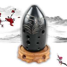 琴兹（Qin Ci） 埙乐器黑陶古埙追乐陶埙笔桶笔筒埙十10孔双腔演奏款F调熏G勋 兰花 笔筒埙F调 十孔