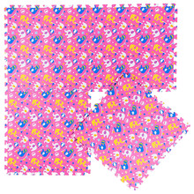 明德 泡沫地垫家用客厅卧室田园风覆膜碎花点点图案EVA爬行垫拼接垫子木纹草坪纹送边条30cm9片 粉色马戏团 30*30*1cm(9片装送9根边条)