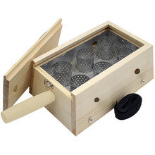 艾奇益 六孔木质艾灸盒家用随身灸温灸仪器腰部散艾绒艾灸柱全身6柱盒 6孔网柱款