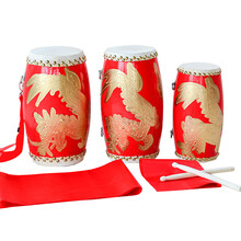 南弦 沥龙牛皮腰鼓金龙腰鼓儿童成人安塞腰鼓彩绘鼓 12厘米头层皮木腰鼓+鼓棒+背带+方巾