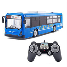 双鹰遥控公交车学校巴士校车校巴开门充电动儿童玩具车模可充电男孩玩具 遥控公交车-蓝色【2块充电电池】