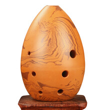 七星埙 八孔梨形黑陶埙 学生初学者埙 入门练习演奏埙 民族乐器埙 【拍立减】8孔岩纹C调+底座