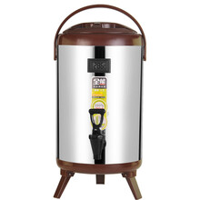 锐佳 升级版保温桶带温度表 304不锈钢商用奶茶桶带水龙头咖啡果汁饮料桶 红色12L带表304奶茶桶送赠品