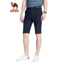 骆驼（CAMEL）男装 夏季男青年中腰微弹纯色时尚休闲直筒五分裤 深蓝 32