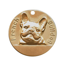 浮雕狗牌身份牌定制泰迪刻字宠物铜牌金毛法斗牛泰迪狗狗挂牌定做 法斗3.5CM刀刻 M-中型