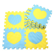 明德 益智儿童桃心 /脚印 /花朵 /kitty猫 /桃心拼图EVA爬行泡沫地垫 蓝黄桃心(10片/包送10根边条) 31.5*31.5*1cm